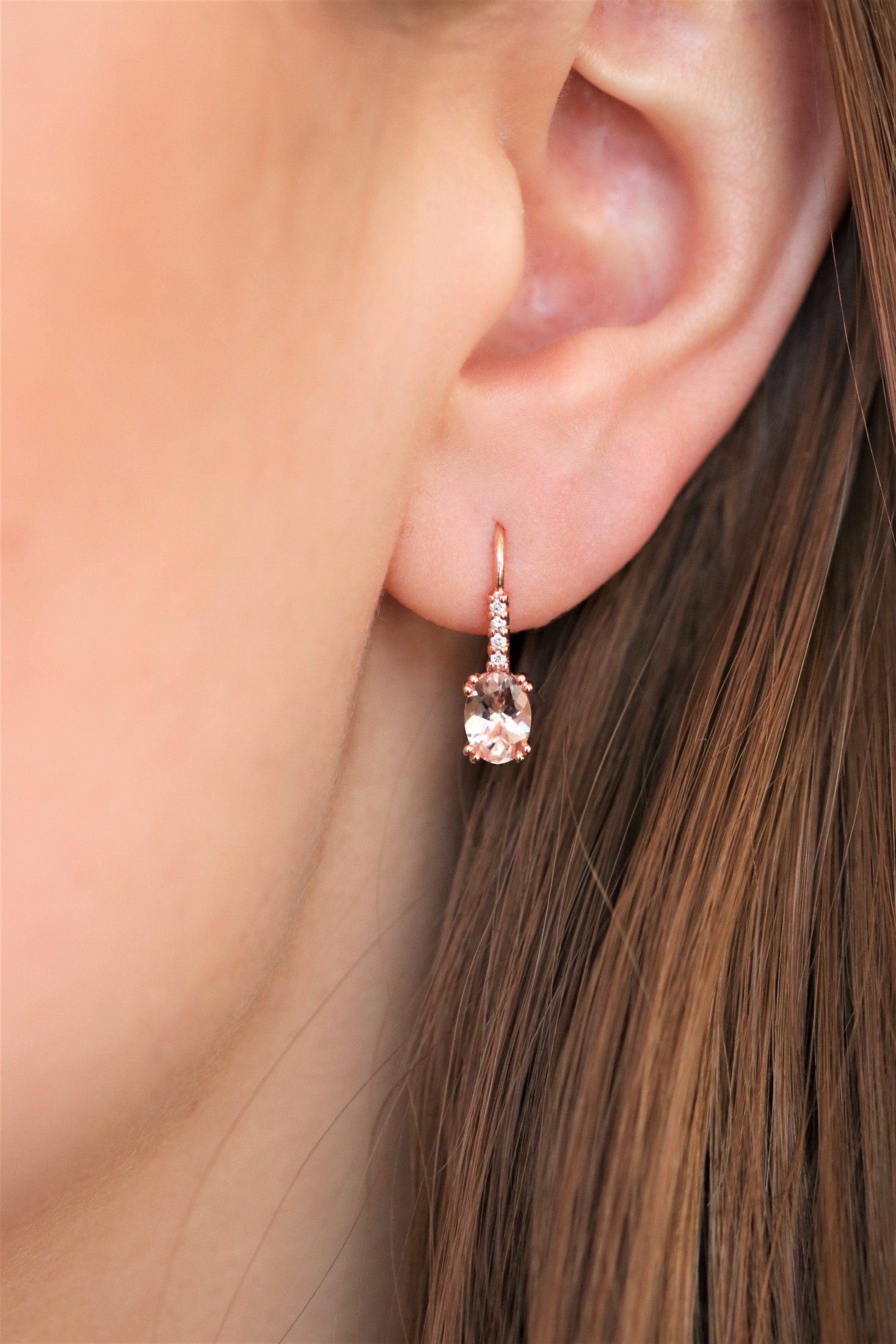 14K Rose Gold Pink Morganite and Diamond Earrings - David Adams Fine Jewelry