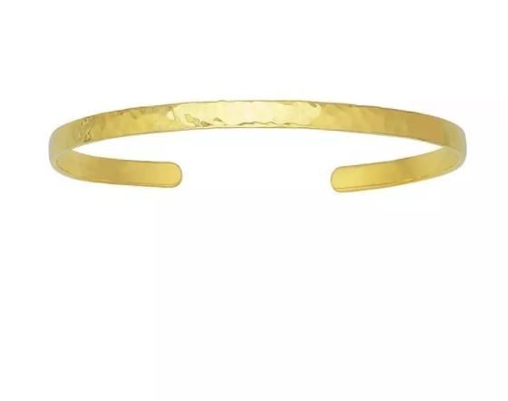 14k Gold hammered sleek cuff bracelet with mirror finish and dainty st –  NiciArt