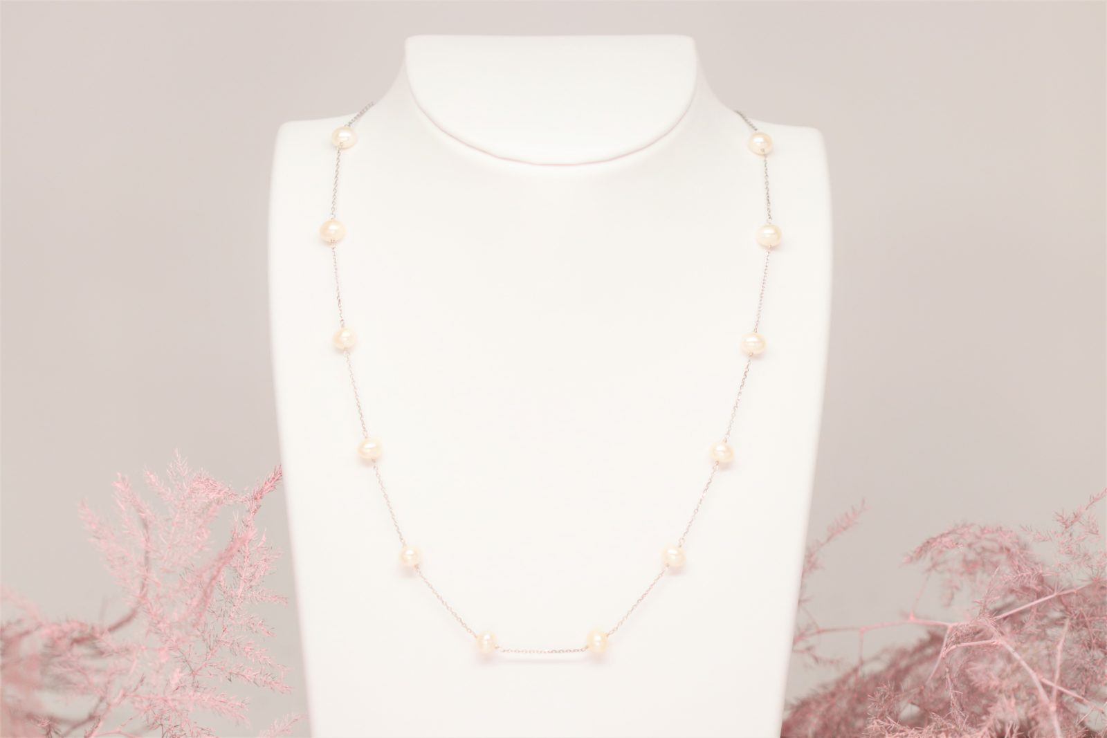 14K Gold 18″ Freshwater Pearl Station Necklace | David Adams Fine Jewelry