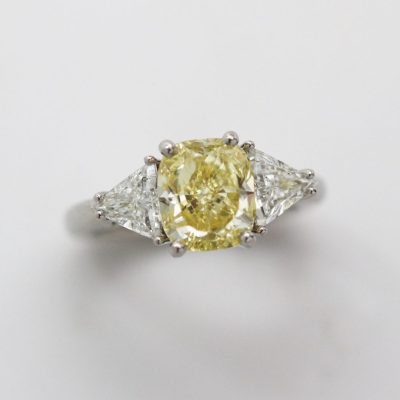 3.01Ct Yellow Diamond Platinum Engagement Ring