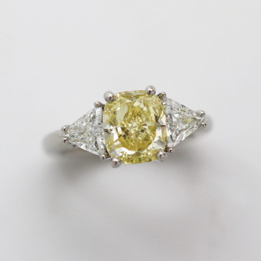 3.01Ct Yellow Diamond Platinum Engagement Ring