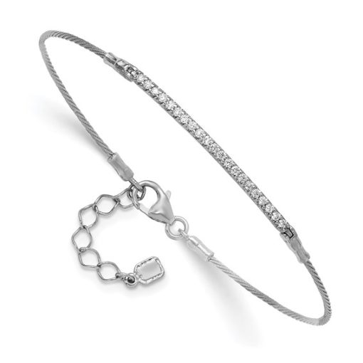 14K White Gold Chord Bracelet with Diamond Accent