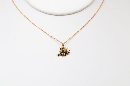 18K Yellow Gold and Platinum Frog Necklace - Image 3