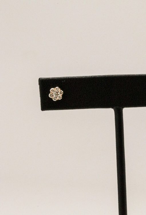 14K Yellow Gold Diamond Flower Stud Earrings - Image 2