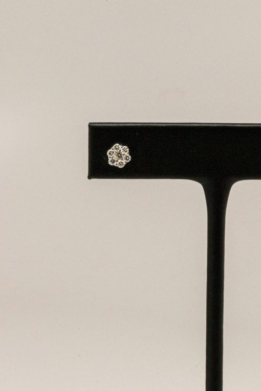 14K White Gold Diamond Flower Stud Earrings - Image 2