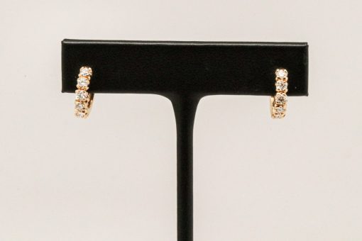 18K Yellow Gold Diamond Huggie Earrings