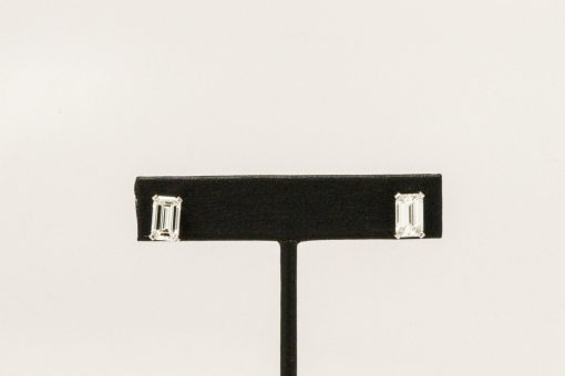 Platinum 3.50ctw Emerald-Cut Diamond Stud Earrings - Image 2