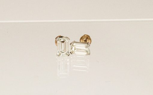 Platinum 3.50ctw Emerald-Cut Diamond Stud Earrings - Image 3