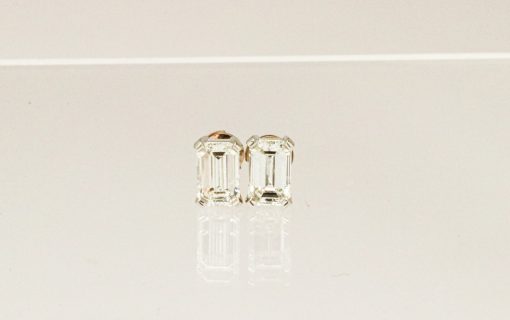 Platinum 3.50ctw Emerald-Cut Diamond Stud Earrings