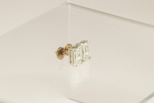 Platinum 3.50ctw Emerald-Cut Diamond Stud Earrings - Image 4