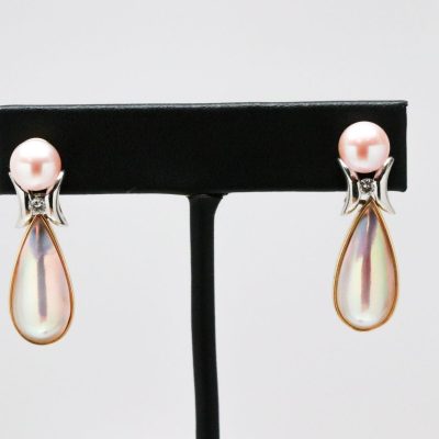 Platinum Pearl and Diamond drop Earrings
