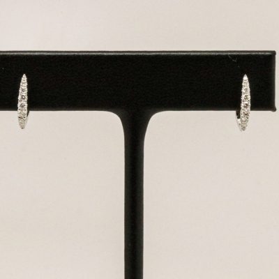 18K White Gold Diamond Huggies