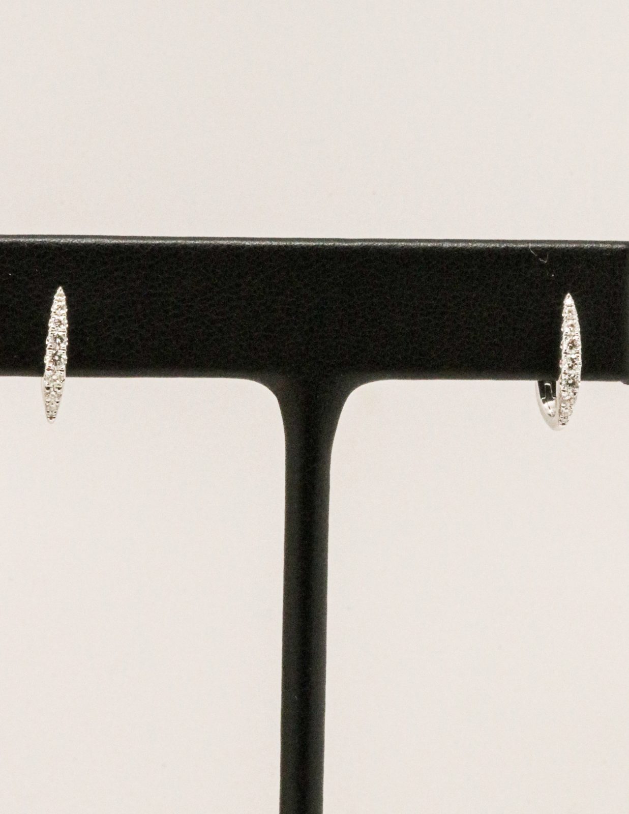 18K White Gold Diamond Huggies - Image 3