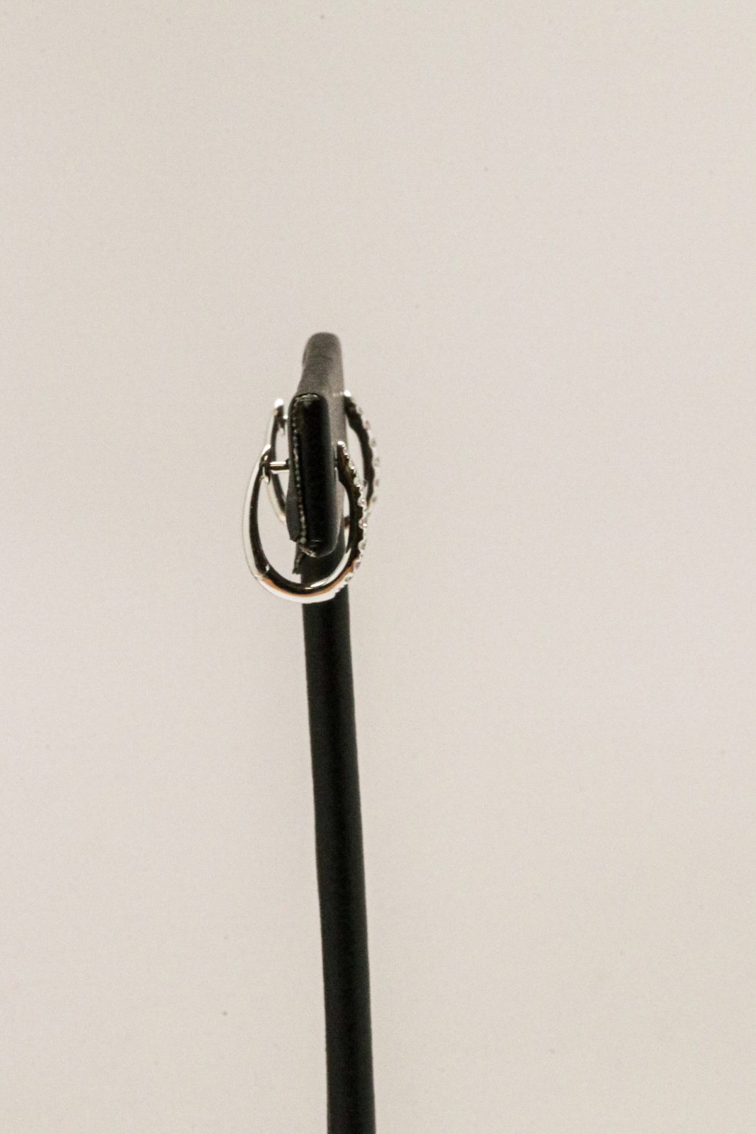 18K White Gold Diamond Huggies - Image 4