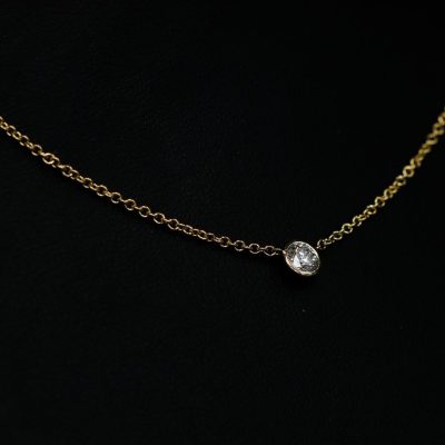 Round Bezel set Diamond Necklace