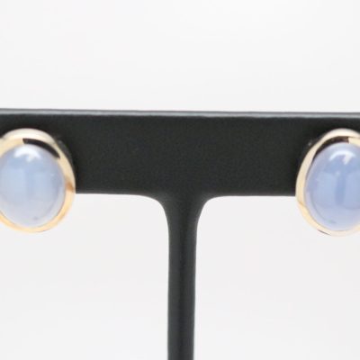 18K White Gold Chalcedony Omega Earrings