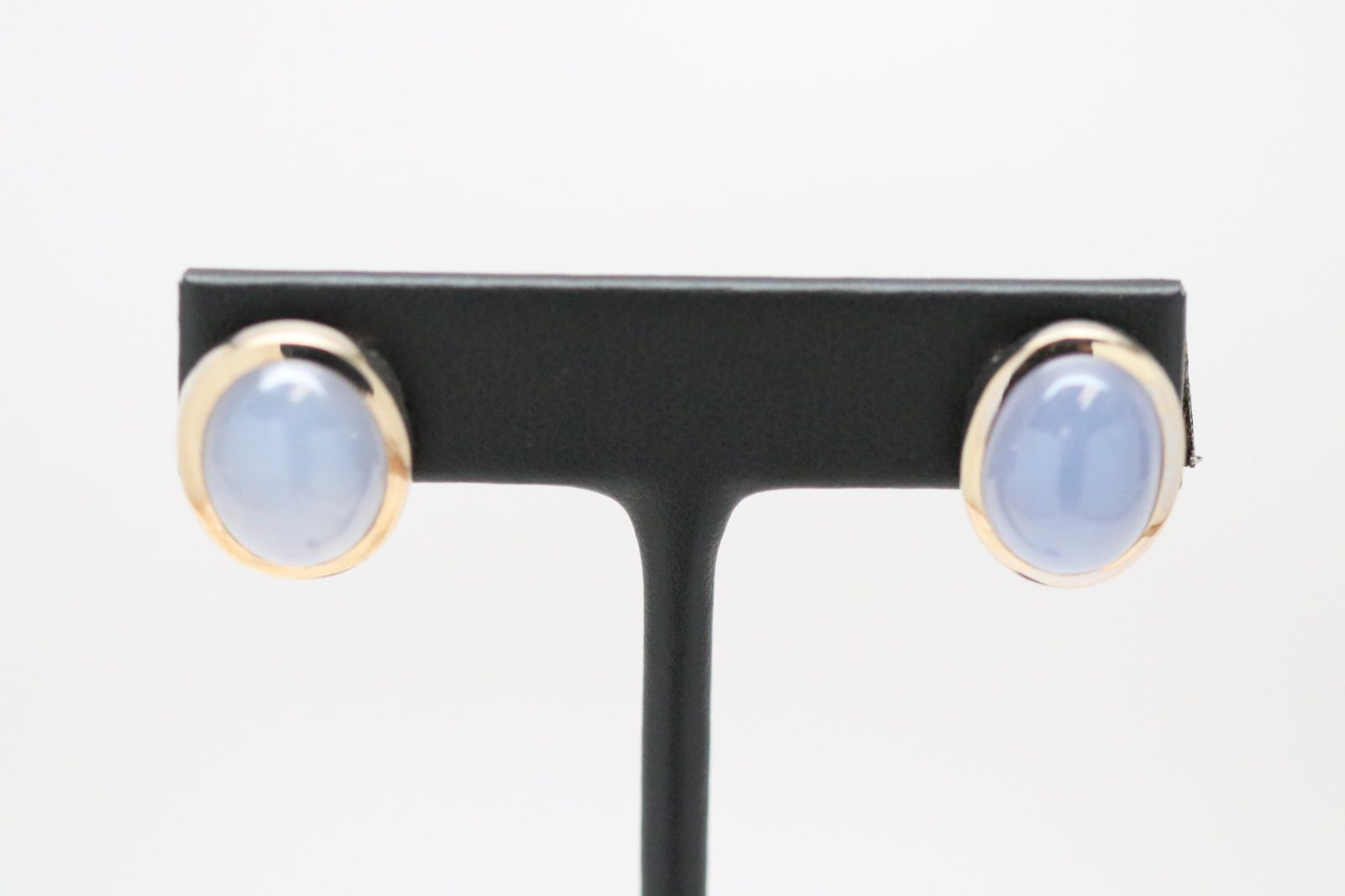 18K White Gold Chalcedony Omega Earrings