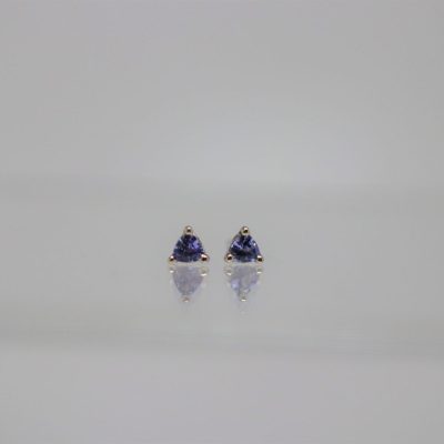 14K White Gold Trillion-Cut Tanzanite Stud Earrings