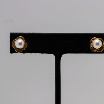 14K Yellow Gold Akoya Pearl Stud Earrings