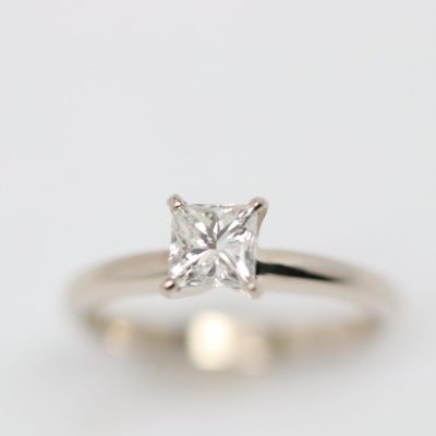 14K White Gold Princess-Cut Diamond Solitaire Engagement Ring – 0.70 CT