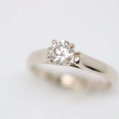 14K White Gold Round Diamond Solitaire Engagement Ring – 0.63 CT