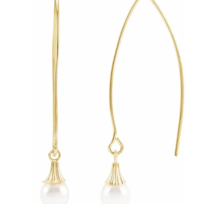 14K Yellow Gold Cultured Akoya Pearl Earrings