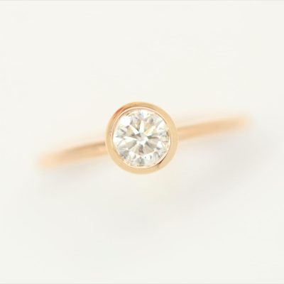 14K Yellow Gold Bezel-Set Diamond Engagement Ring – 0.62 CT