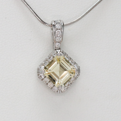 18K White Gold Yellow Sapphire Pendant